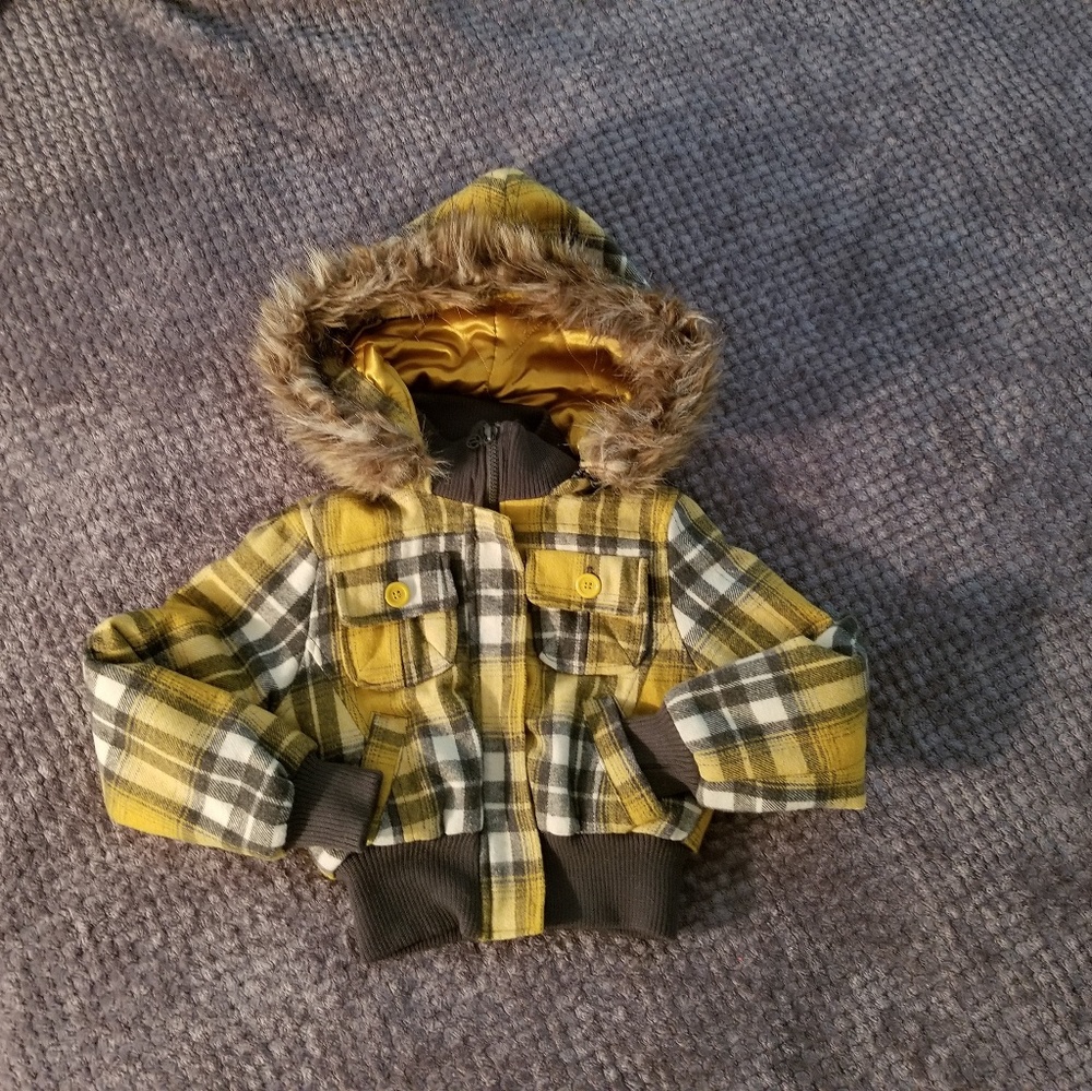 Jou Jou Yellow Plaid Coat